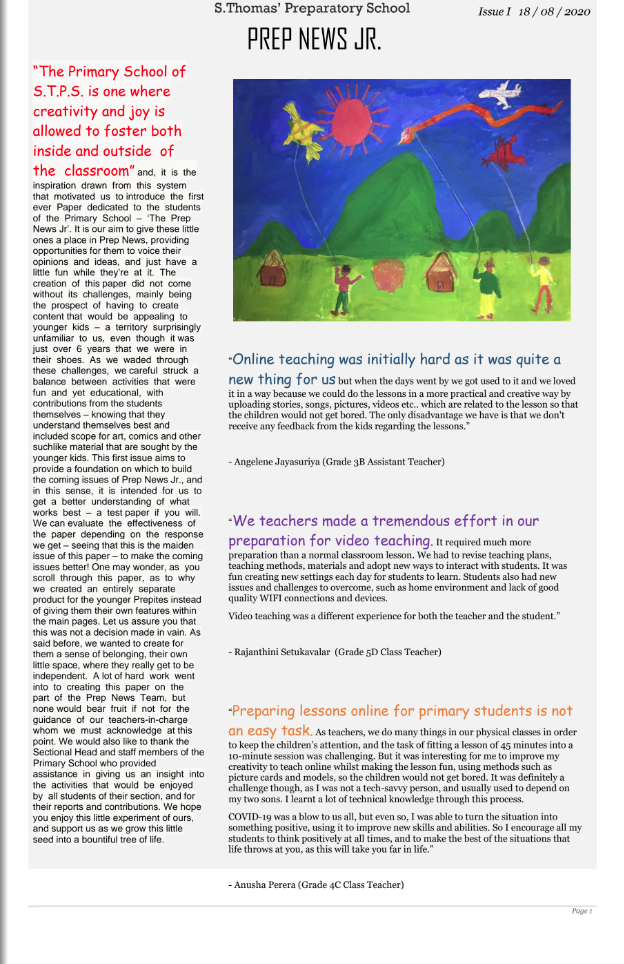 Prep news Jr. 2020 – Issue I