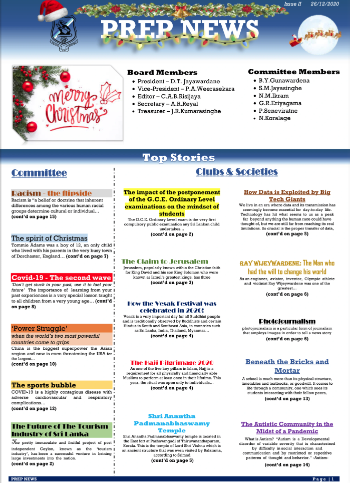 Prep News 2020 – Issue II