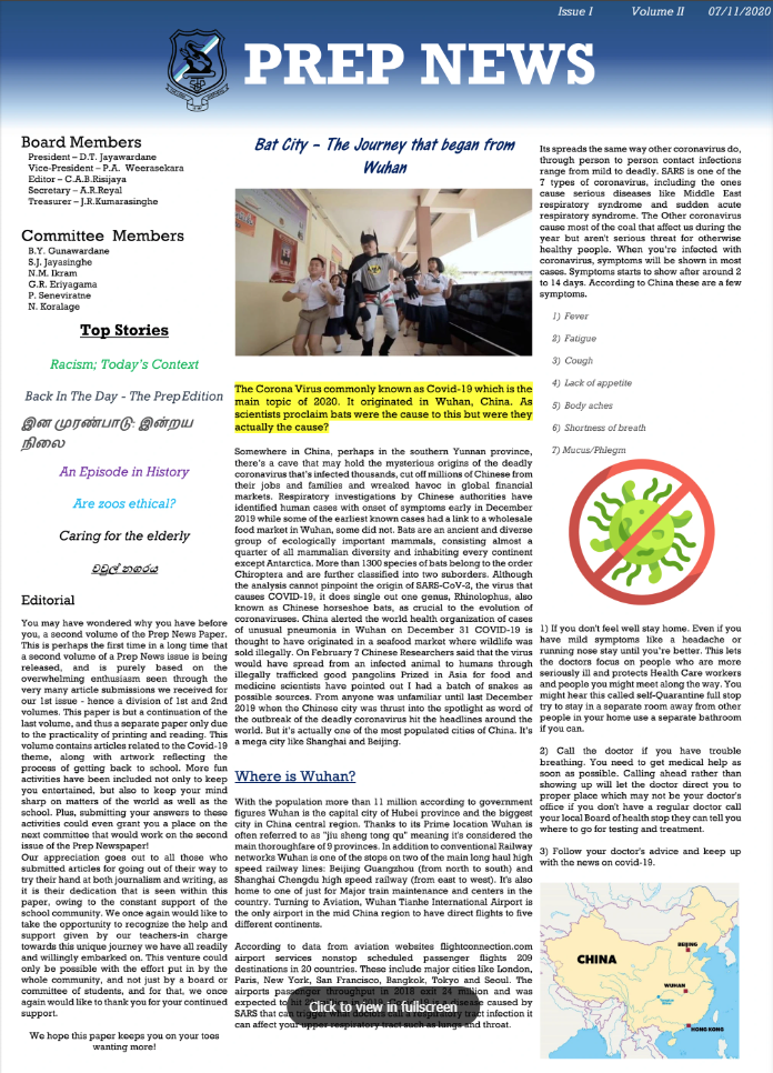 Prep News 2020 – Issue I Volume II