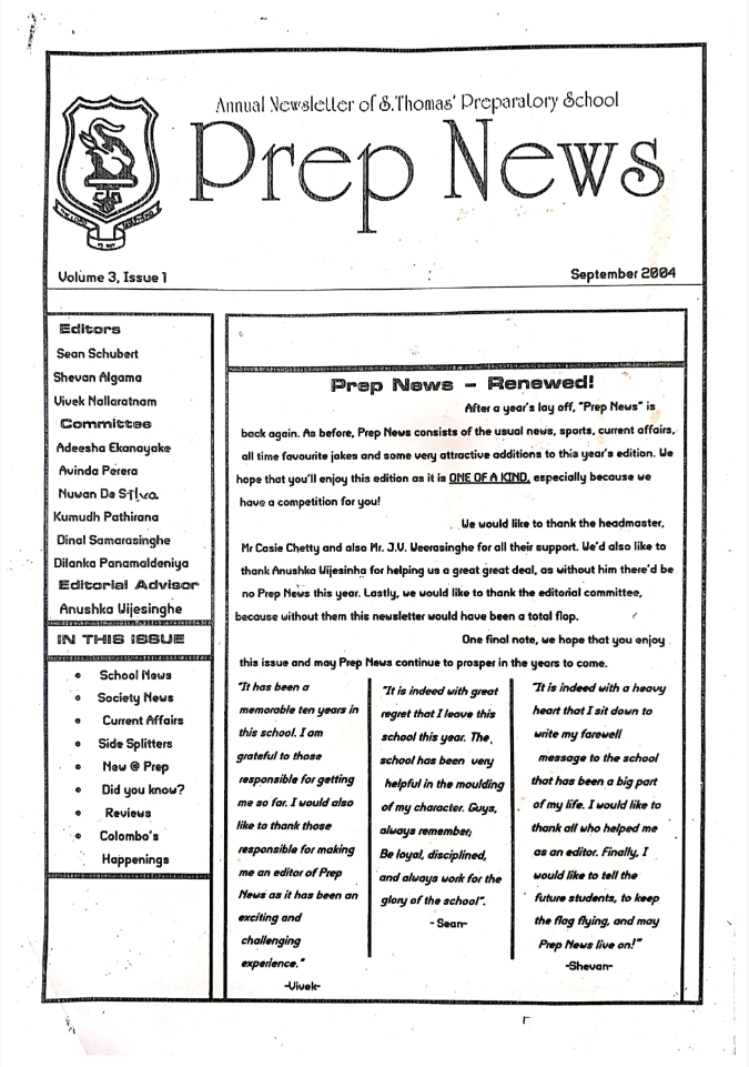 Prep News 2004 – Vol III Issue I